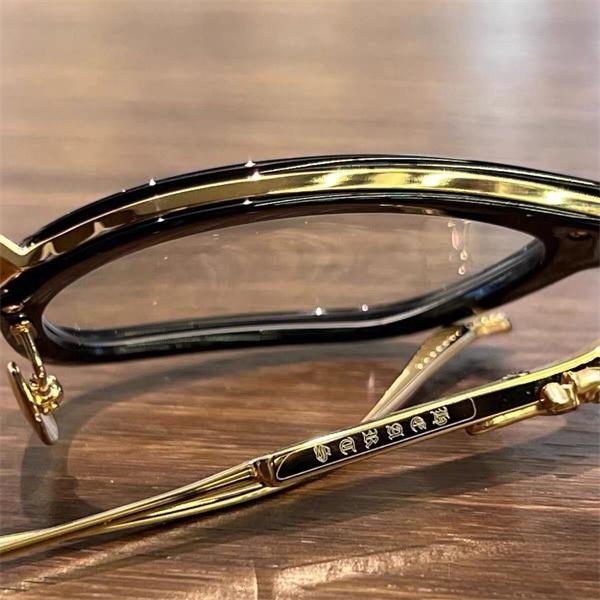 クロムハーツ Chrome Hearts OVERPOKED コピー メガネ フレーム メンズ レディース スクエア ブラック メタルテンプル シルバー装飾 高級アイウェア