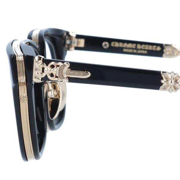 クロムハーツ Chrome Hearts DUCK BUTTER コピー メガネ フレーム メンズ レディース ボストン風 ブラック ゴールドテンプル クラシック 高級感