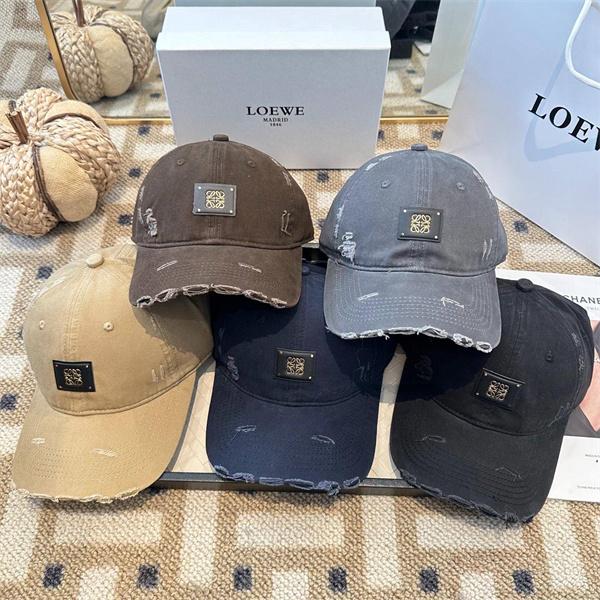 無地 ダメージ加工 ロゴプレート 上品 シンプル 高級感 カジュアル 帽子 ロエベ コピー LOEWE