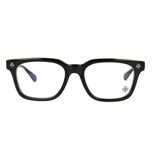 クロムハーツ Chrome Hearts COX-UCKER コピー メガネ フレーム ウェリントン ブラック ゴールドクロス装飾 上品 バランスデザイン