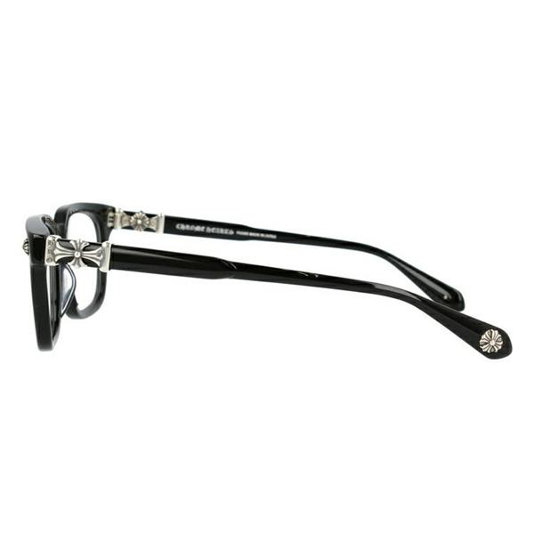 クロムハーツ Chrome Hearts COX-UCKER コピー メガネ フレーム ウェリントン ブラック ゴールドクロス装飾 上品 バランスデザイン