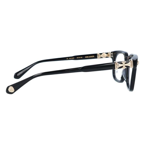 クロムハーツ Chrome Hearts COX-UCKER コピー メガネ フレーム ウェリントン ブラック ゴールドクロス装飾 上品 バランスデザイン