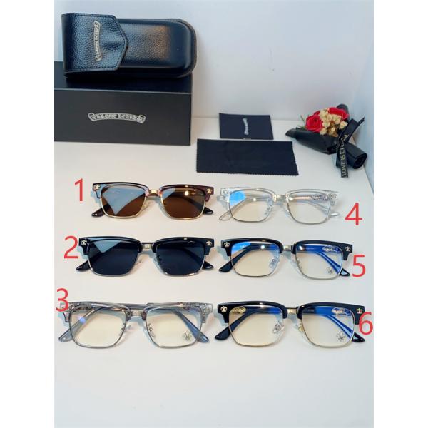 Chrome Hearts サングラス ハーフリム クロムハーツ コピー メタルフレーム スクエア ストリート 高級感 メンズ レディース UVカット 