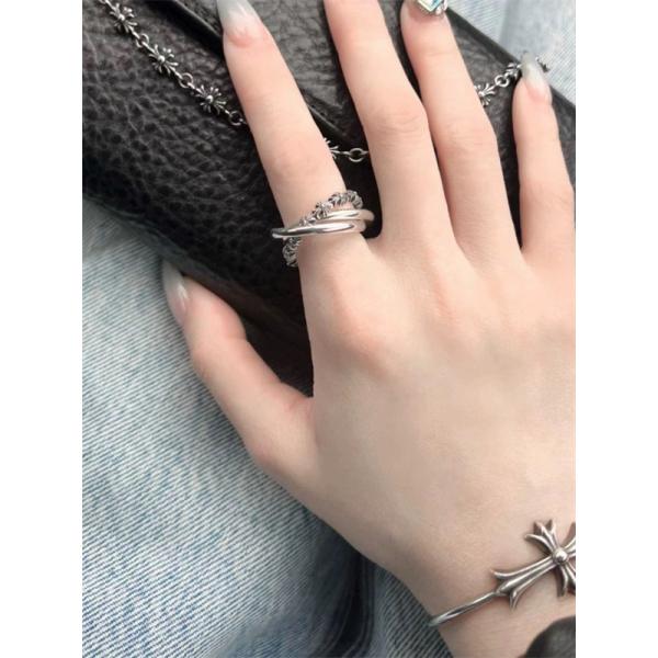 指輪 リング レディース メンズ シンプル クロス 細身 重ね付け セット アクセサリー 高見え カジュアル ギフト クロムハーツ コピー Chrome Hearts
