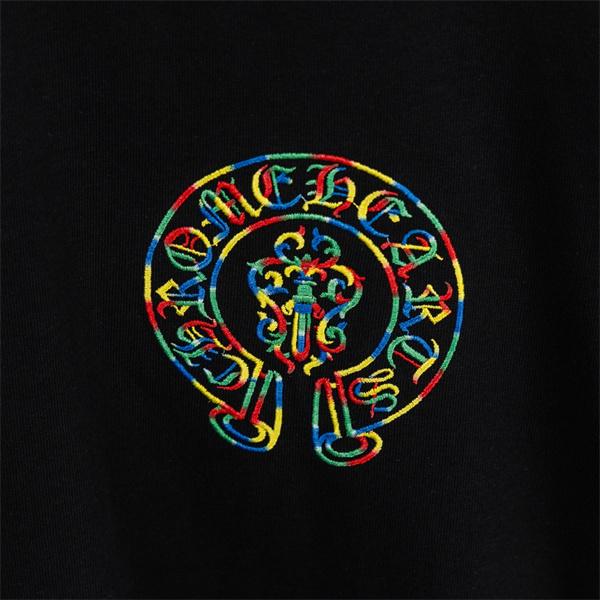 半袖Tシャツ Chrome Hearts コピー メンズ レディース 刺繍クロス バックプリント 大判ロゴ カラフル刺繍 綿素材 通気性 クルーネック オーバーサイズ ゆったり ストリート系 韓国ファッション ユニセックス 夏新作 人気 クロムハーツ
