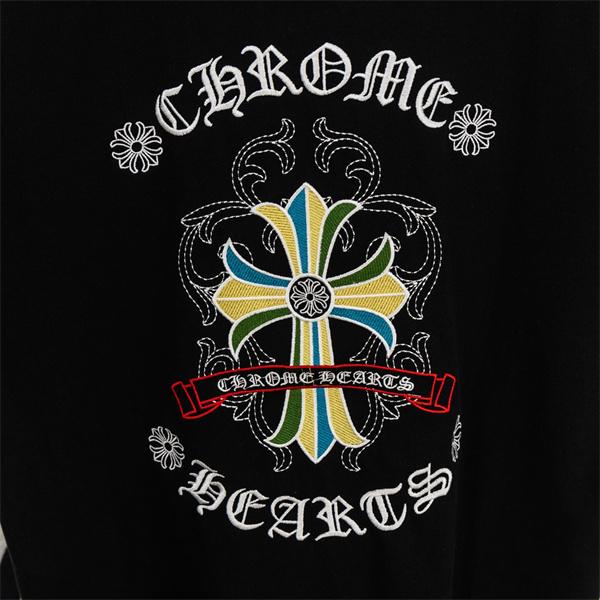 激安 半袖トップス レザークロス クロムハーツ コピー Chrome Hearts 切替Tシャツ バックロゴ ビッグシルエット 快適コットン カジュアル ストリート 韓国風 男女兼用 おしゃれ 