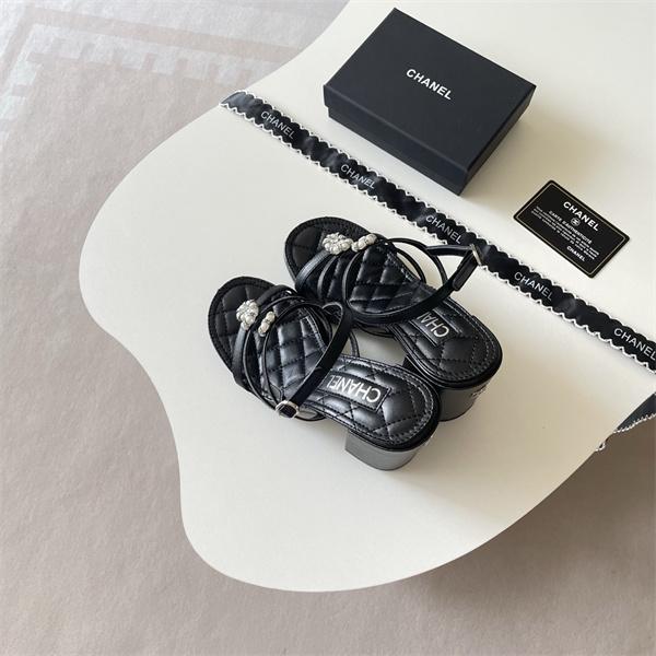 サンダル レディース シャネル コピー CHANELミュール チャンキーヒール ブラック ホワイト ベージュ ゴールド フラワービジュー ストラップサンダル スクエアトゥ 太ヒール 安定感 美脚 夏人気 