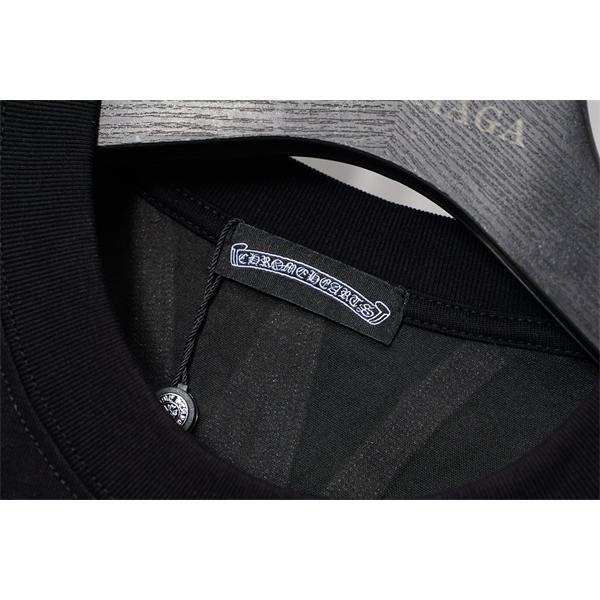 激安 刺繍Tシャツ クロムハーツ コピー CHROME HEARTS  クロス刺繍 ブラック ホワイト 半袖 ビッグシルエット ストリート系 ユニセックス フラワークロス バックデザイン 高見え 夏コーデ 