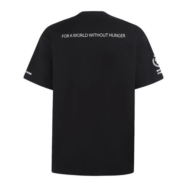   激安 メンズ Tシャツ ブラック 半袖 ロゴプリント WFP World Food Programme コラボ クルーネック カジュアル ストリート 夏人気 バレンシアガ コピー BALENCIAGA