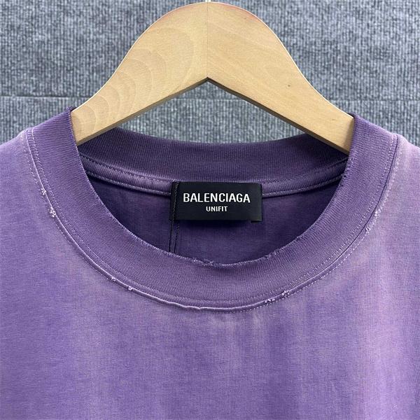 ブラック バレンシアガ コピー BALENCIAGA パープル グレー 半袖 ビッグロゴプリント BBロゴ バックプリント クルーネック ストリート カジュアル 夏人気