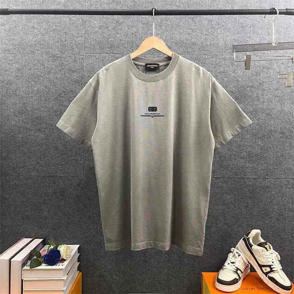 ブラック バレンシアガ コピー BALENCIAGA パープル グレー 半袖 ビッグロゴプリント BBロゴ バックプリント クルーネック ストリート カジュアル 夏人気