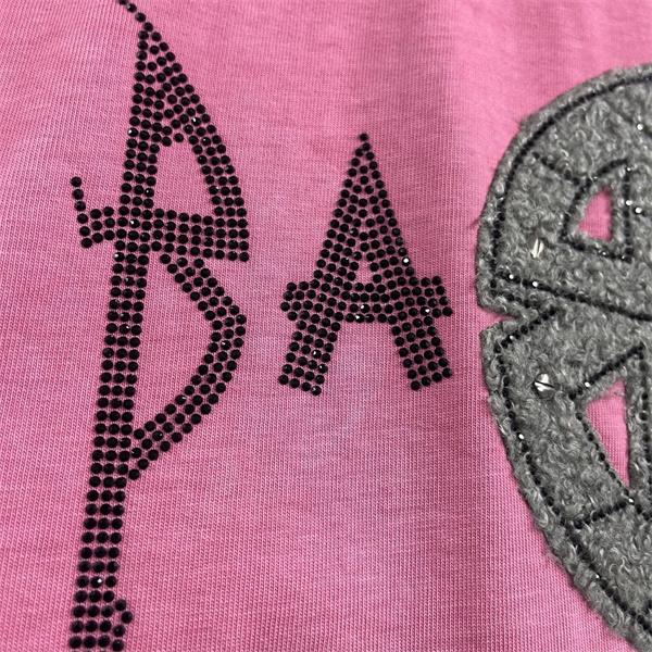  ブラック ピンク パープル 半袖 刺繍 毛圈ワッペン スタッズ装飾 ラインストーンロゴ クルーネック ストリート カジュアル 夏人気 バレンシアガ コピー BALENCIAGA