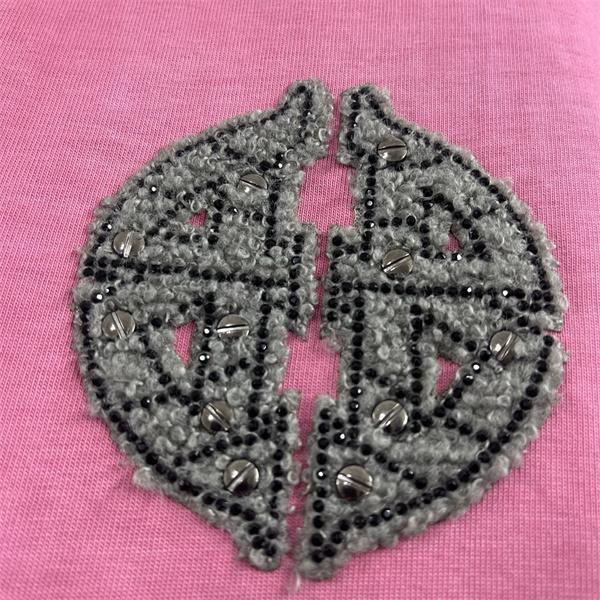  ブラック ピンク パープル 半袖 刺繍 毛圈ワッペン スタッズ装飾 ラインストーンロゴ クルーネック ストリート カジュアル 夏人気 バレンシアガ コピー BALENCIAGA