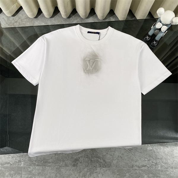 エンボスロゴ 半袖Tシャツ ルイヴィトン コピー Louis Vuitton メンズ レディース 立体モノグラム シンプル 高級感 無地 クルーネック