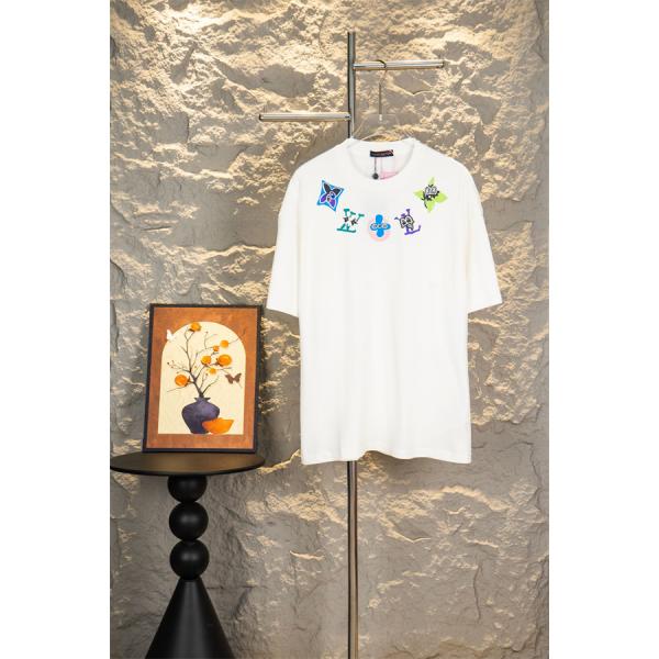  グラフィックロゴ ルイヴィトン コピー Louis Vuitton 半袖Tシャツ メンズ レディース カラフルプリント キャラクター調 クルーネック 