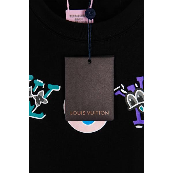 グラフィックロゴ ルイヴィトン コピー Louis Vuitton 半袖Tシャツ メンズ レディース カラフルプリント キャラクター調 クルーネック 