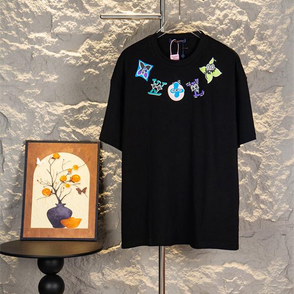  グラフィックロゴ ルイヴィトン コピー Louis Vuitton 半袖Tシャツ メンズ レディース カラフルプリント キャラクター調 クルーネック 