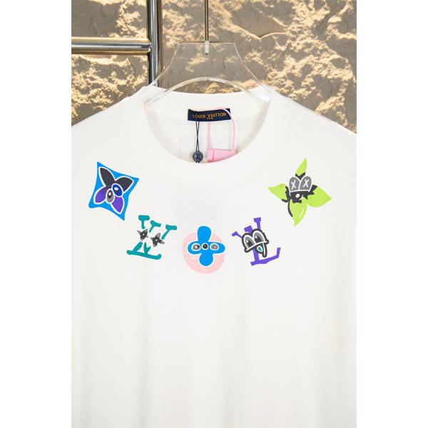 グラフィックロゴ ルイヴィトン コピー Louis Vuitton 半袖Tシャツ メンズ レディース カラフルプリント キャラクター調 クルーネック 
