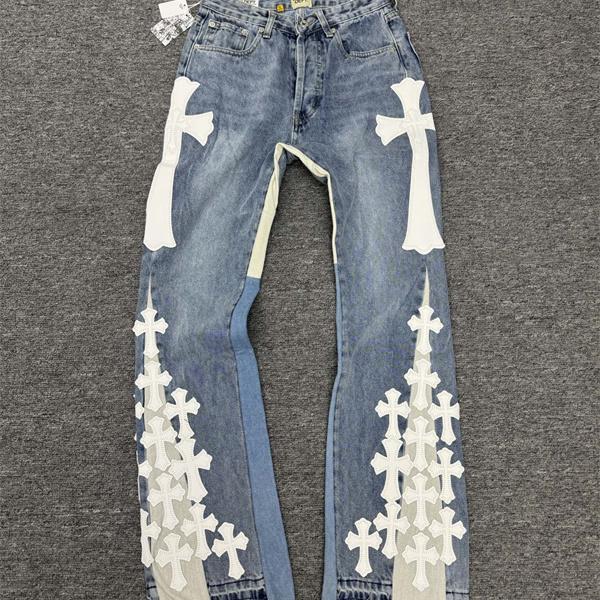  クロスデザイン パッチワーク ボトムス メンズ レディース ストレート ストリート クロムハーツ コピー CHROME HEARTS