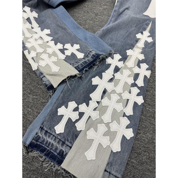  クロスデザイン パッチワーク ボトムス メンズ レディース ストレート ストリート クロムハーツ コピー CHROME HEARTS