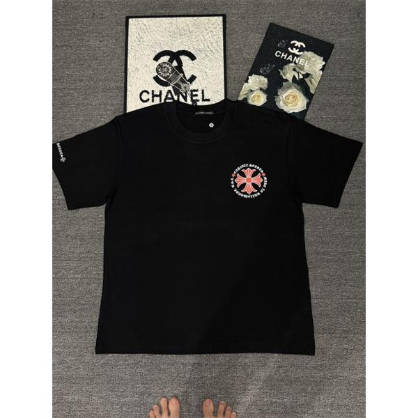 半袖Tシャツ クロスロゴ レッドプリント バックプリント ビッグシルエット ユニセックス クロムハーツ コピー CHROME HEARTS