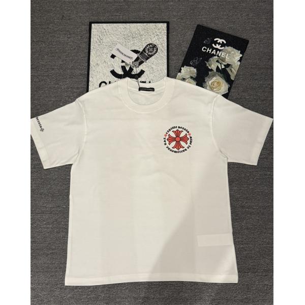 半袖Tシャツ クロスロゴ レッドプリント バックプリント ビッグシルエット ユニセックス クロムハーツ コピー CHROME HEARTS