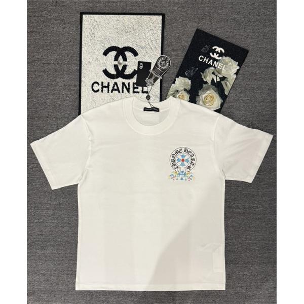クロスプリント Tシャツ  クロムハーツ コピー CHROME HEARTS メンズ レディース 半袖トップス カラークロス ロゴデザイン ストリート