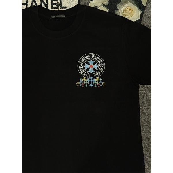クロスプリント Tシャツ  クロムハーツ コピー CHROME HEARTS メンズ レディース 半袖トップス カラークロス ロゴデザイン ストリート