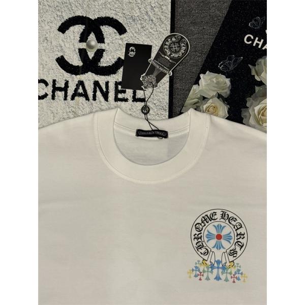クロスプリント Tシャツ  クロムハーツ コピー CHROME HEARTS メンズ レディース 半袖トップス カラークロス ロゴデザイン ストリート