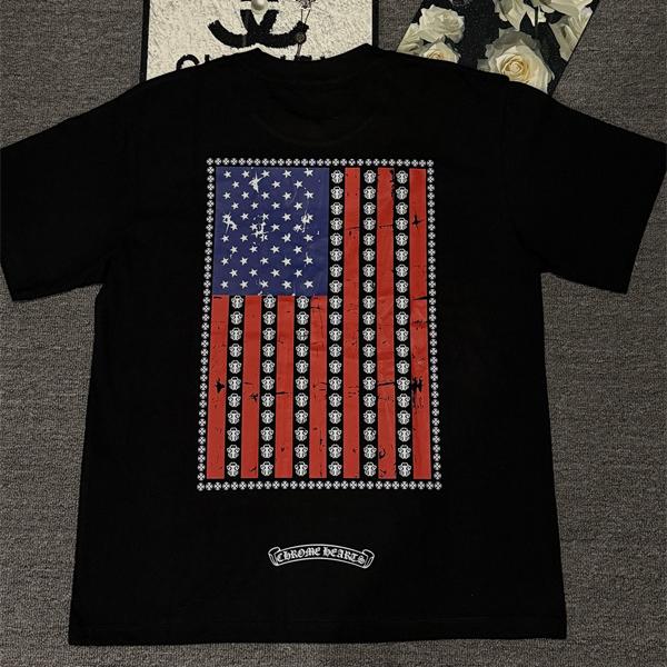 Tシャツ 星条旗クロス バックプリント USAロゴ オーバーサイズ ストリート クロムハーツ コピー CHROME HEARTS