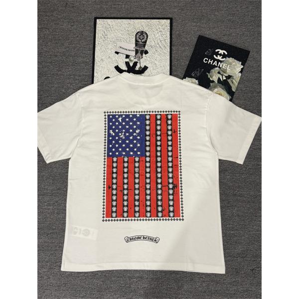 Tシャツ 星条旗クロス バックプリント USAロゴ オーバーサイズ ストリート クロムハーツ コピー CHROME HEARTS