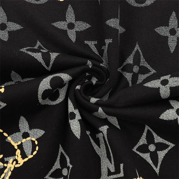  メンズ 半袖Tシャツ モノグラム総柄 ゴールドラインアート クルーネック 夏向け ルイヴィトン コピー LOUIS VUITTON
