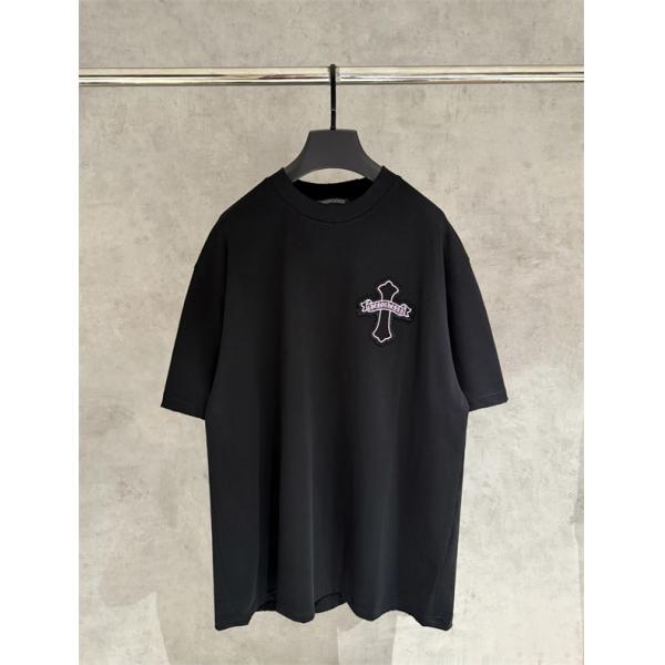   UV変色 刺繍クロス ワイドシルエット クルーネック 夏服 クロムハーツ コピー CHROME HEARTS Tシャツ