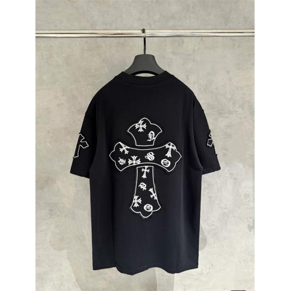   UV変色 刺繍クロス ワイドシルエット クルーネック 夏服 クロムハーツ コピー CHROME HEARTS Tシャツ