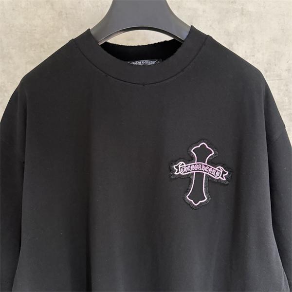   UV変色 刺繍クロス ワイドシルエット クルーネック 夏服 クロムハーツ コピー CHROME HEARTS Tシャツ