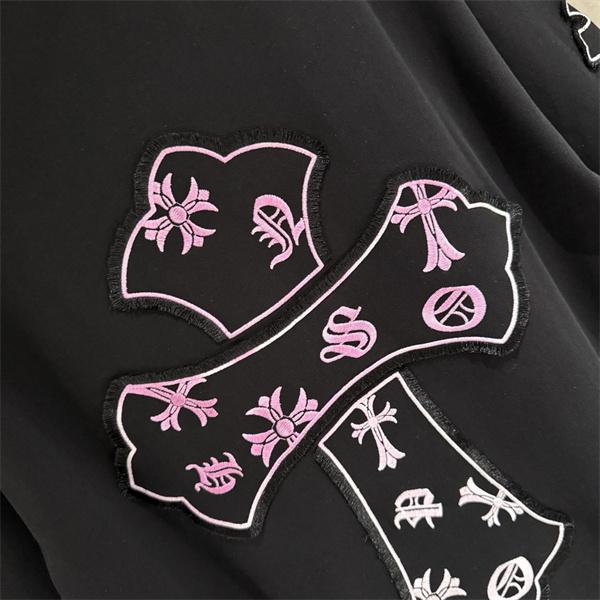   UV変色 刺繍クロス ワイドシルエット クルーネック 夏服 クロムハーツ コピー CHROME HEARTS Tシャツ