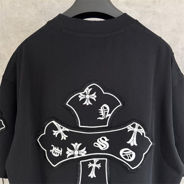   UV変色 刺繍クロス ワイドシルエット クルーネック 夏服 クロムハーツ コピー CHROME HEARTS Tシャツ