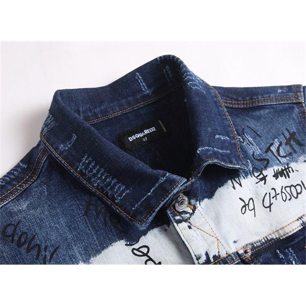  ダメージ加工 ペイントグラフィック ヴィンテージ風 長袖 ディースクエアード コピー DSQUARED2