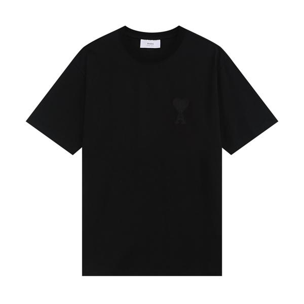 ハートA刺繍 ワンポイント 無地 クルーネック 多色展開 アミパリス コピー AMI Paris Tシャツ