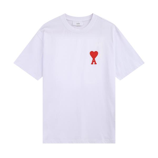 ハートA刺繍 ワンポイント 無地 クルーネック 多色展開 アミパリス コピー AMI Paris Tシャツ