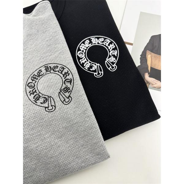  メンズ 長袖Tシャツ 十字架刺繍 ブラック グレー クロムハーツ コピー Chrome Hearts