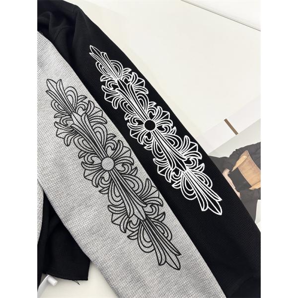  メンズ 長袖Tシャツ 十字架刺繍 ブラック グレー クロムハーツ コピー Chrome Hearts