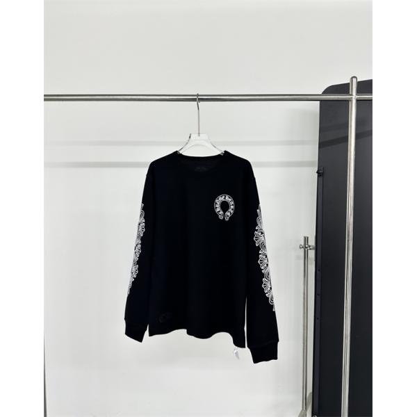  メンズ 長袖Tシャツ 十字架刺繍 ブラック グレー クロムハーツ コピー Chrome Hearts