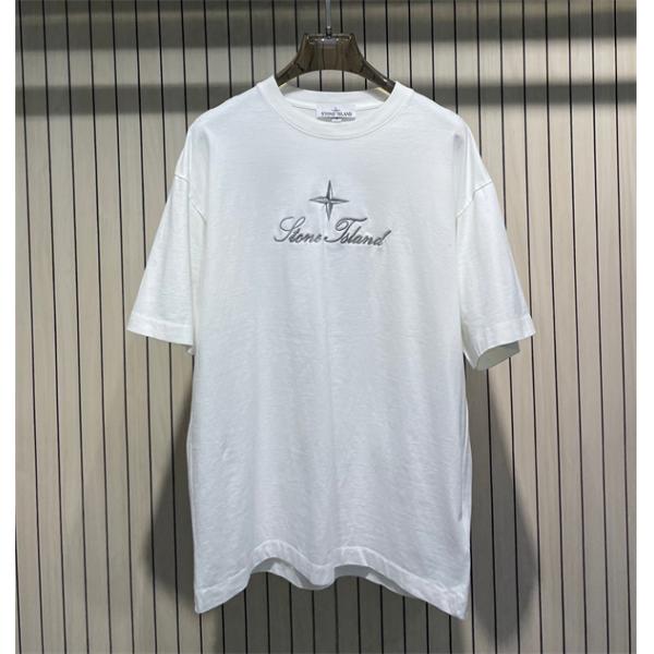 3カラー 半袖Tシャツ ストーンアイランド コピー  センターロゴプリント クルーネック Stone Island