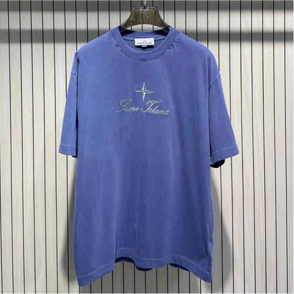 3カラー 半袖Tシャツ ストーンアイランド コピー  センターロゴプリント クルーネック Stone Island
