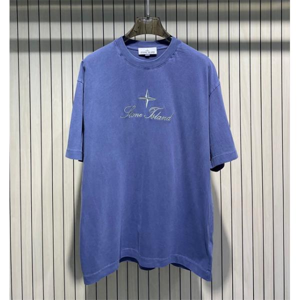 3カラー 半袖Tシャツ ストーンアイランド コピー  センターロゴプリント クルーネック Stone Island