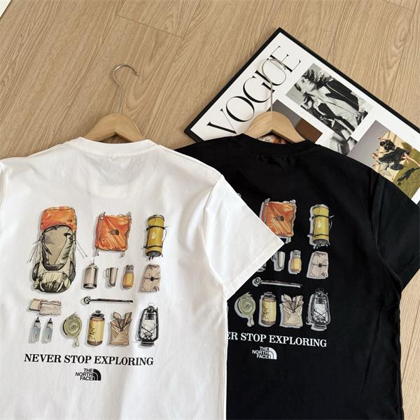 ギアスケッチプリント 半袖Tシャツ 胸元ワンポイントロゴ ホワイト ブラック クルーネック NEVER STOP EXPLORING ザ・ノース・フェイス コピー THE NORTH FACE