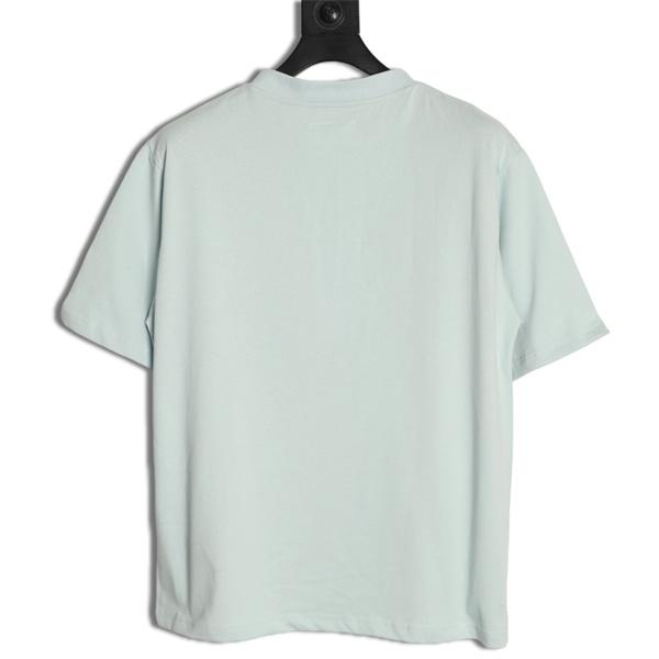 ナンバーロゴプリント コピー Maison Margiela 半袖Tシャツ ペールブルー クルーネック フロント数字デザイン メゾンマルジェラ
