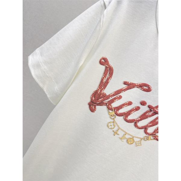 ルイヴィトン風 Louis Vuittonスタイル ロゴ刺繍Tシャツ 半袖 レディース 上品デザイン シンプル カジュアル 高級感 コットン素材