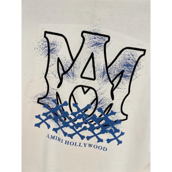 アミリ コピー ワンポイン AMIRI トロゴ 半袖Tシャツ クロスモチーフ ホワイト ブラック クルーネック シンプルボディ